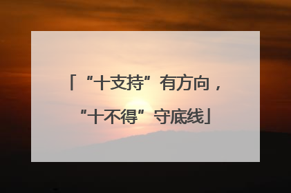 “十支持”有方向，“十不得”守底线