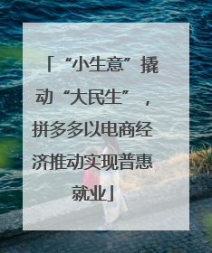 “小生意”撬动“大民生”，拼多多以电商经济推动实现普惠就业