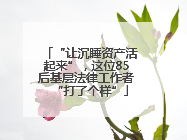 “让沉睡资产活起来”，这位85后基层法律工作者“打了个样”