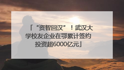 “资智回汉”！武汉大学校友企业在鄂累计签约投资超6000亿元
