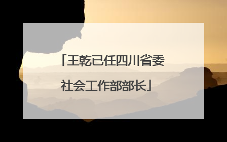 王乾已任四川省委社会工作部部长