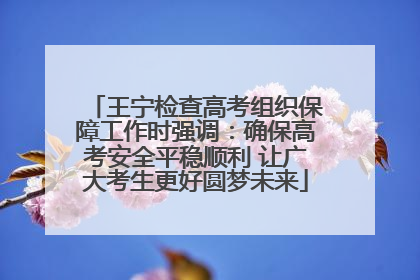王宁检查高考组织保障工作时强调：确保高考安全平稳顺利 让广大考生更好圆梦未来