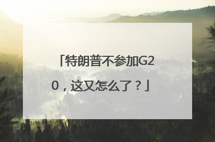特朗普不参加G20，这又怎么了？