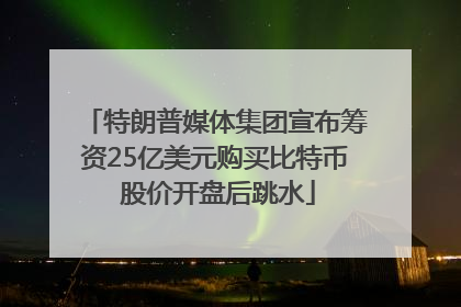 特朗普媒体集团宣布筹资25亿美元购买比特币 股价开盘后跳水
