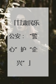 甘肃民乐公安：“警心”护“企兴”