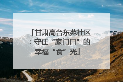 甘肃高台东苑社区：守住“家门口”的幸福“食”光