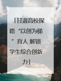 甘肃高校探路“以创为梯”育人 解锁学生综合创新力