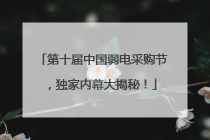 第十届中国弱电采购节，独家内幕大揭秘！