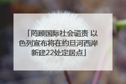 罔顾国际社会谴责 以色列宣布将在约旦河西岸新建22处定居点