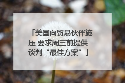 美国向贸易伙伴施压 要求周三前提供谈判“最佳方案”