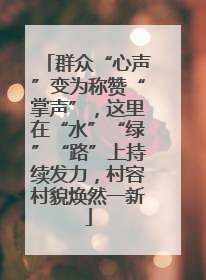 群众“心声”变为称赞“掌声”，这里在“水”“绿”“路”上持续发力，村容村貌焕然一新