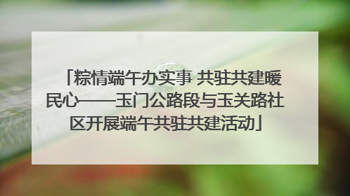 粽情端午办实事 共驻共建暖民心——玉门公路段与玉关路社区开展端午共驻共建活动