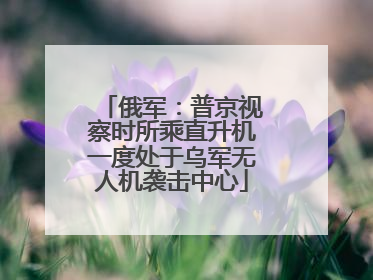 俄军：普京视察时所乘直升机一度处于乌军无人机袭击中心