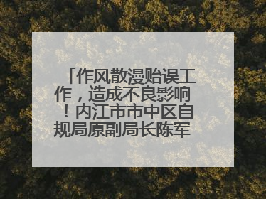 作风散漫贻误工作，造成不良影响！内江市市中区自规局原副局长陈军被“双开”