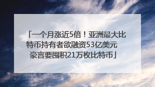 一个月涨近5倍！亚洲最大比特币持有者欲融资53亿美元 豪言要囤积21万枚比特币