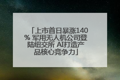 上市首日暴涨140% 军用无人机公司登陆纽交所 AI打造产品核心竞争力