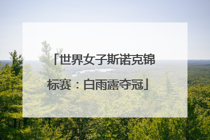 世界女子斯诺克锦标赛：白雨露夺冠