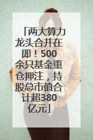 两大算力龙头合并在即！500余只基金重仓押注，持股总市值合计超380亿元
