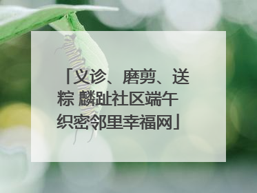 义诊、磨剪、送粽 麟趾社区端午织密邻里幸福网