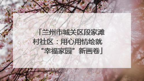 兰州市城关区段家滩村社区：用心用情绘就“幸福家园”新画卷