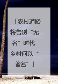 农村道路将告别“无名”时代 乡村何以“著名”