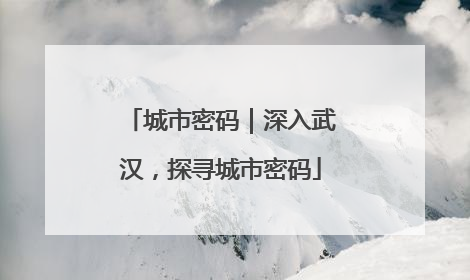 城市密码｜深入武汉，探寻城市密码