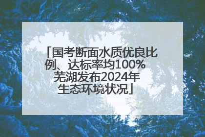 国考断面水质优良比例、达标率均100% 芜湖发布2024年生态环境状况