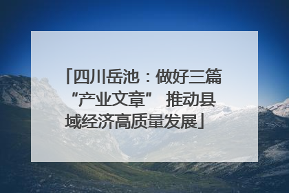 四川岳池：做好三篇“产业文章” 推动县域经济高质量发展