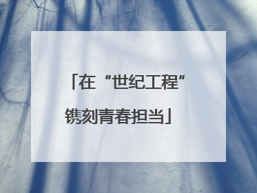 在“世纪工程”镌刻青春担当