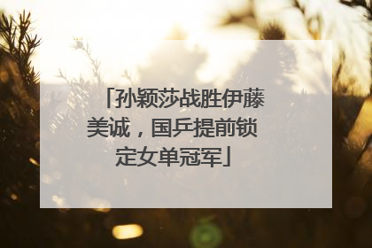 孙颖莎战胜伊藤美诚，国乒提前锁定女单冠军