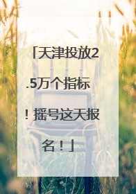 天津投放2.5万个指标！摇号这天报名！