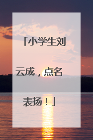 小学生刘云成，点名表扬！