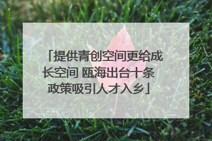 提供青创空间更给成长空间 瓯海出台十条政策吸引人才入乡