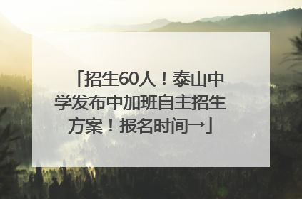 招生60人！泰山中学发布中加班自主招生方案！报名时间→