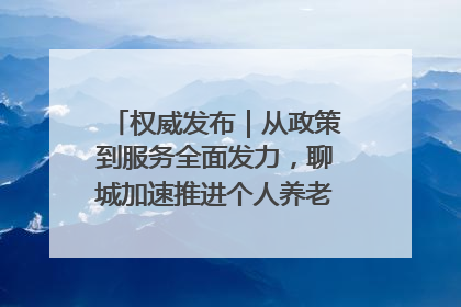 权威发布｜从政策到服务全面发力，聊城加速推进个人养老金制度落地