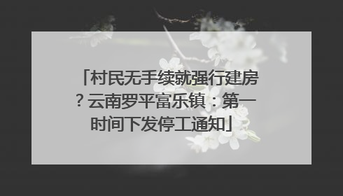 村民无手续就强行建房？云南罗平富乐镇：第一时间下发停工通知