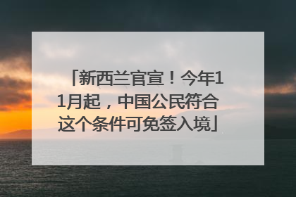 新西兰官宣！今年11月起，中国公民符合这个条件可免签入境