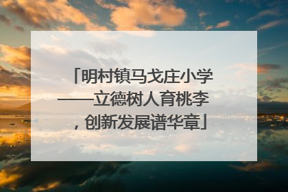 明村镇马戈庄小学——立德树人育桃李，创新发展谱华章