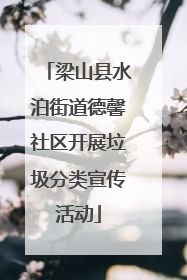 梁山县水泊街道德馨社区开展垃圾分类宣传活动