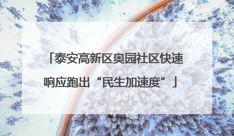 泰安高新区奥园社区快速响应跑出“民生加速度”
