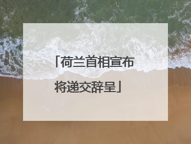 荷兰首相宣布将递交辞呈