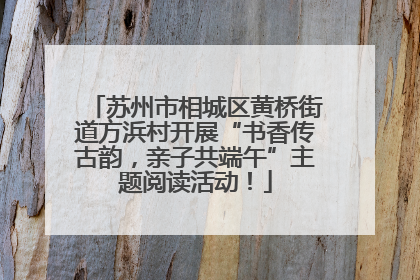 苏州市相城区黄桥街道方浜村开展“书香传古韵，亲子共端午”主题阅读活动！