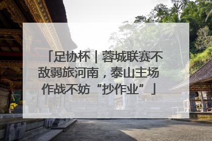 足协杯｜蓉城联赛不敌弱旅河南，泰山主场作战不妨“抄作业”