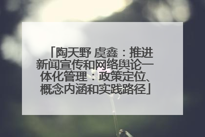 陶天野 虞鑫：推进新闻宣传和网络舆论一体化管理：政策定位、概念内涵和实践路径