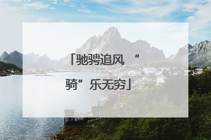 驰骋追风 “骑”乐无穷