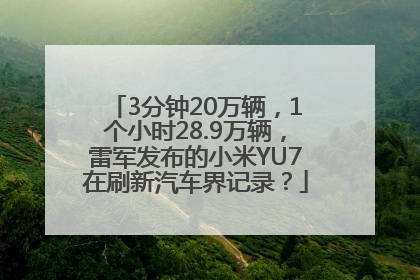 3分钟20万辆，1个小时28.9万辆，雷军发布的小米YU7在刷新汽车界记录？