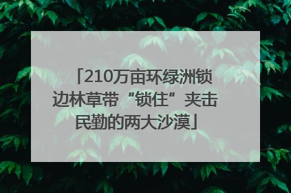 210万亩环绿洲锁边林草带“锁住”夹击民勤的两大沙漠